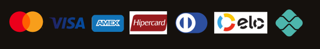 Métodos de pagamento aceitos: Mastercard, Visa, Amex, Hipercard, Diners, Elo e Pix